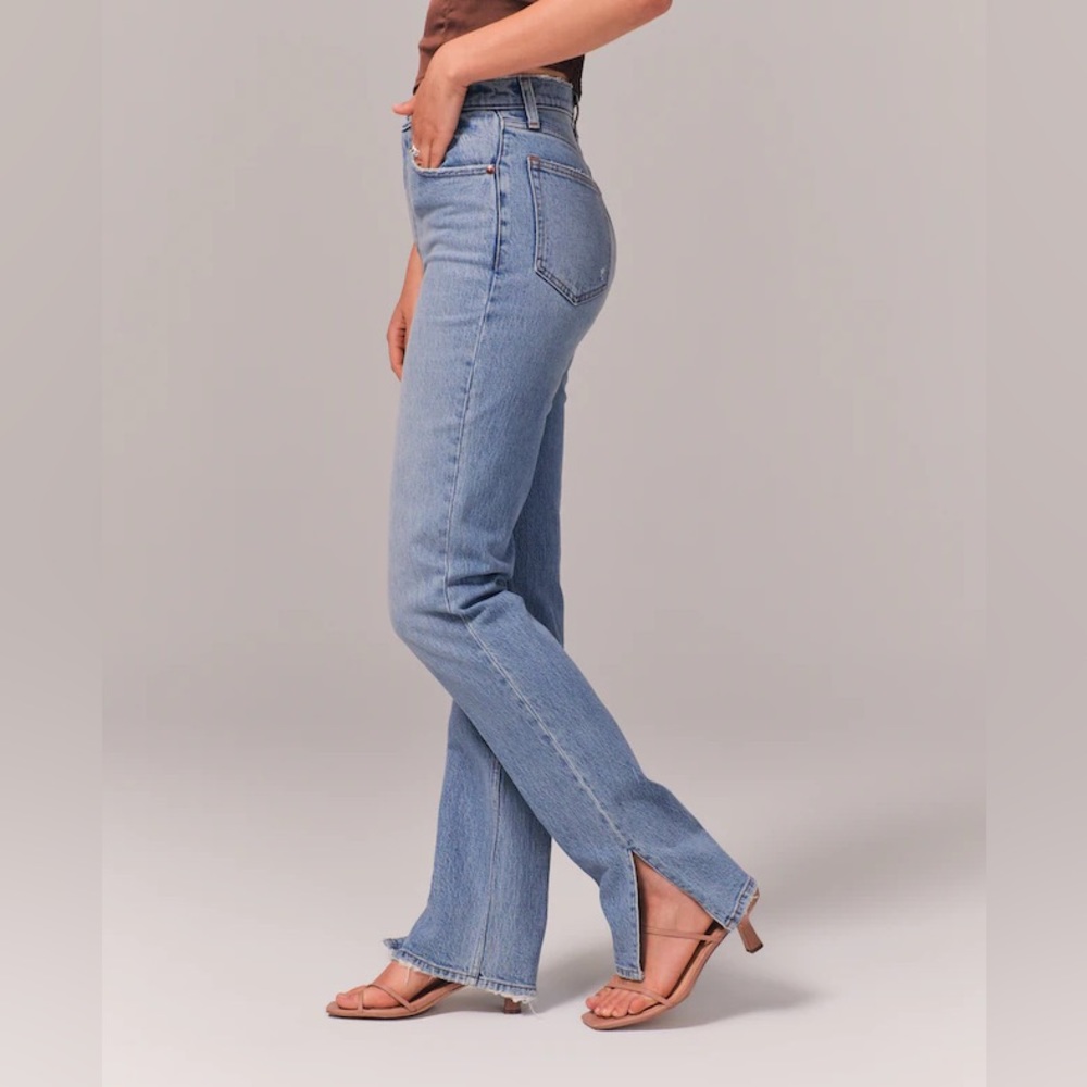 Abercrombie & Fitch Light Blue Straight Leg Jeans - Picture 2 of 5